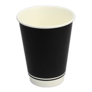 断熱紙コップ エアウォールカップ トーカン SINC-340S 10オンス オニキス 黒 口径85mm 1,000個｜e-cafe