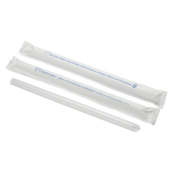 Cafeバイオマスストロー タピオカストロー ストレート 12x210mm 片先斜め 半透明 紙袋 ...