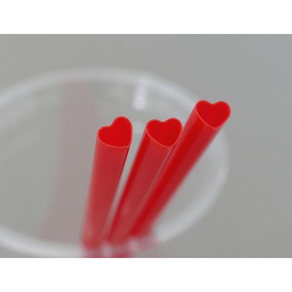 ハートストロー 6mmx210mm 赤 バラ 200本