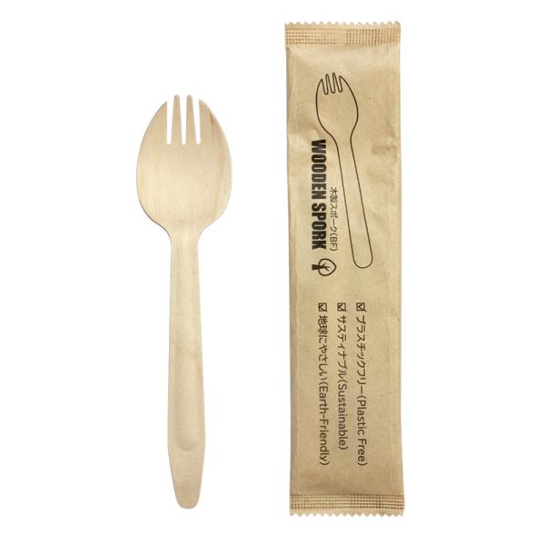木製スポークBF 紙袋入り フォークスプーン 162mm 100本