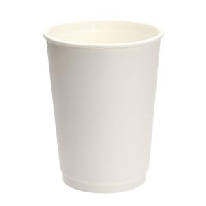 断熱紙コップ 12オンス 二重断熱 ダブルウォールカップ ユニ 白 口径86.6mm 20個｜e-cafe