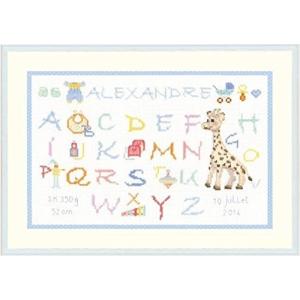 ル ボヌール デ ダム クロスステッチ刺繍キット 1076 Abecedaire Enfant - Alexandre キリンのソフィー サンプラー
