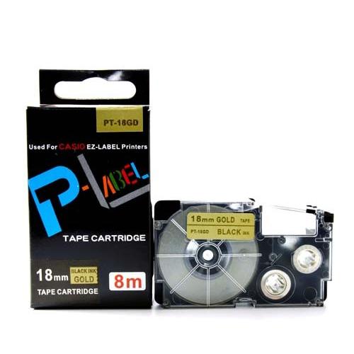 カシオ用　ネームランド 互換 テープカートリッジ 18mm XR-18GD〔互換〕