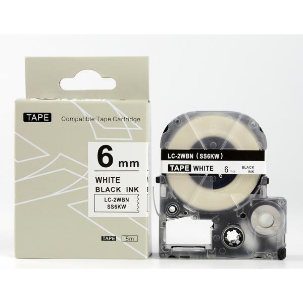 キングジム テプラPRO用 互換 テープカートリッジ SS6KW〔SS6Kの強粘着〕6mm 白地 黒...