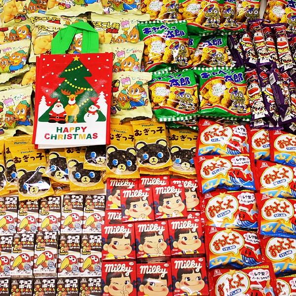 お子様用クリスマスお菓子色々200個セット、XMASギフトツリーバック50枚付