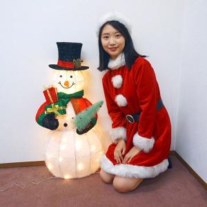 クリスマス装飾　LEDファブリックスノーマン（ハーフ）　H90cm / クリスマス 飾り 装飾 雪だるま｜e-christmas