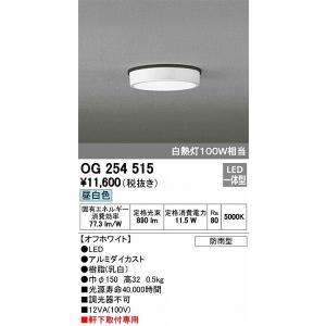 オーデリック エクステリアライト OG254515 軒下用 LEDシーリングライト（昼白色）｜e-connect03