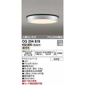 オーデリック エクステリアライト 軒下用シーリングライト LED（電球色） センサー付 OG254818｜e-connect03