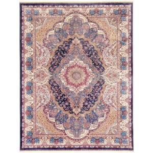 (メーカー直送) カーペット ラグ マット 6畳 344×250 ネイビー ペルシャ風 ベルギー産 ヒギンス 1203-N8 Globe ディーパス