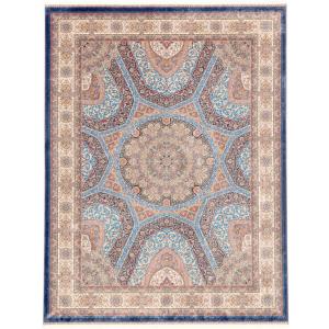 (メーカー直送) カーペット ラグ マット 6畳 344×250 ネイビー ペルシャ風 ベルギー産 ボランジェ 1205-N8 Globe ディーパス