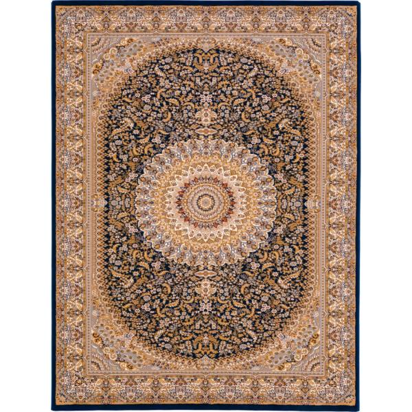 (メーカー直送) カーペット ラグ マット 6畳 240×330 ブルー ペルシャ絨毯風 トルコ産 ...