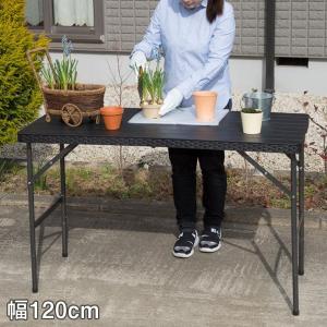 (メーカー直送) 木目調折り畳みテーブル 120cm TAN-3006-120 折りたたみ 机 庭 屋外 アウトドア キャンプ バーベキュー BBQ ベランダ 屋内｜e-connect