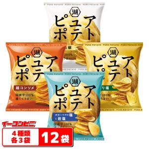 湖池屋　ピュアポテトシリーズ52〜55g　4種各3袋セット（計12袋）じゃがいも心地　PURE POTATO｜イーコンビニ