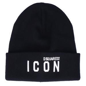 ディースクエアード DSQUARED2 ニット帽 BE ICON BEANIE KNM0001 01W04331 ブラック(M063 BLACK/WHITE)｜e-cross