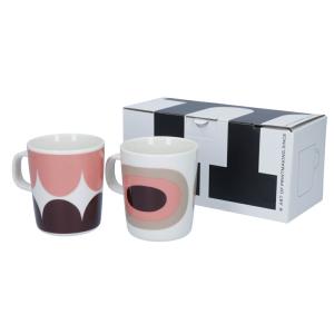 マリメッコ MARIMEKKO マグカップ HARKA&MELOONI：ハルカ＆メローニ 71828 133 ダークワイン×パウダー マグペア 250ml 【同梱不可】【ギフト不可】【RSL】｜e-cross