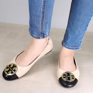 【極美品】トリーバーチ　クレア キャップトゥ バレエ　24.5 ツートンカラー TORY BURCH（トリーバーチ） 【並行輸入品】 レディーズ 靴 シューズ