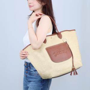 【並行輸入品】 ロンシャン LONGCHAMP トートバッグ ハンドバッグ かごバッグ ル プリアージュ コレクション L 10308 HGK 035 BROWN バスケットバッグ ストロー