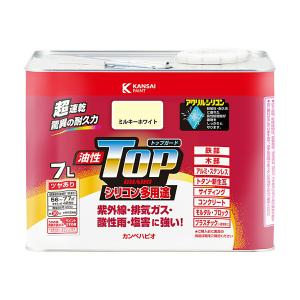 油性トップガード ミルキーホワイト 7L カンペハピオ ツヤあり TOPGUARD 超速乾 シリコン多用途 油性塗料｜e-daiku(イーダイク)Yahoo!店