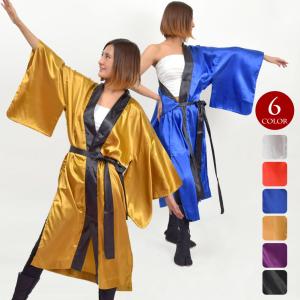 よさこい サテン長半纏 はっぴ 法被 はんてん 着物