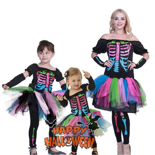 ハロウィン衣装  子供用 女の子 赤ちゃん 骨 ホラー  骸骨 ドクロ どくろ ハロウィン 衣装 仮...