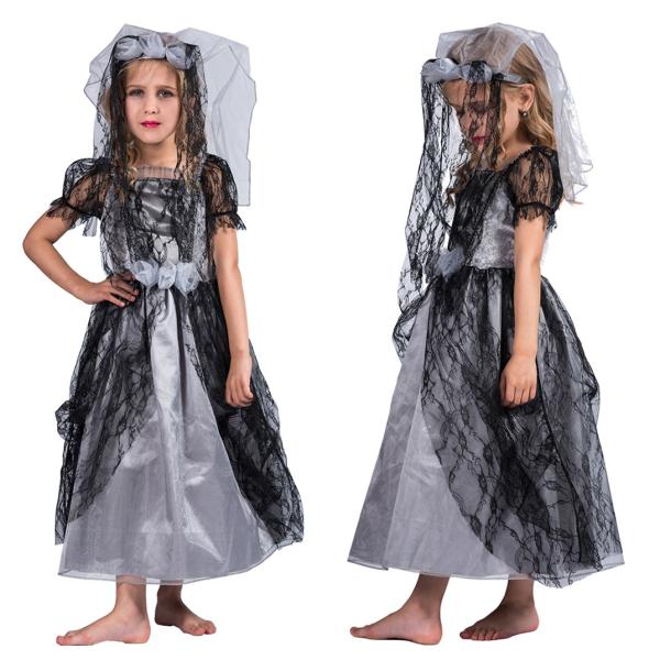 子供ハロウィン衣装子供 女の子 ブラッドウェディングガール ガイコツ ゾンビ  ゾンビの花嫁 キッズ...