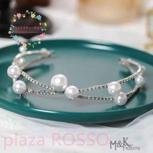 ウエディング ヘッドドレス ラインストーン パール