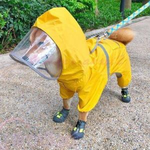 犬用レインコート ペット服 犬服 つなぎ ペット用品 ドッグウェア  雨着 小型犬 中型犬 フード付き 旅行 お出かけ 梅雨