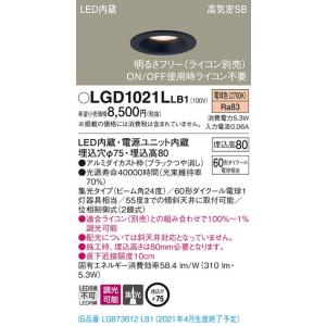 Panasonic（パナソニック） LGD1021L LB1 ダウンライト 60形 集光 電球