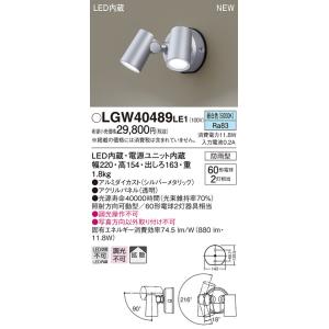 【法人様限定】パナソニック　LGW40489 LE1　LEDスポットライト 屋外用 壁直付 拡散 防...