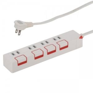 OHM（オーム電機） 押しボタンスイッチ付き 節電タップ 4個口 2.5m