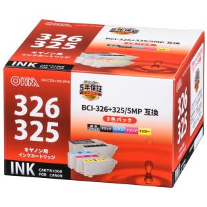 オーム電機 INK-C326+325-5PNB キヤノン互換 BC-326+325/5MP 01-4124  INKC3263255PNB インクジェットプリンター用インクカートリッジの商品画像