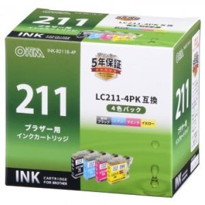 オーム電機 INK-B211B-4P ブラザー互換 LC211-4PK 4色パック [品番]01-4...