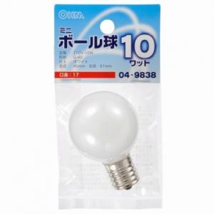 オーム電機  ミニボール球 G40 E17/10W ホワイト [品番]04-9838  LB-G47...