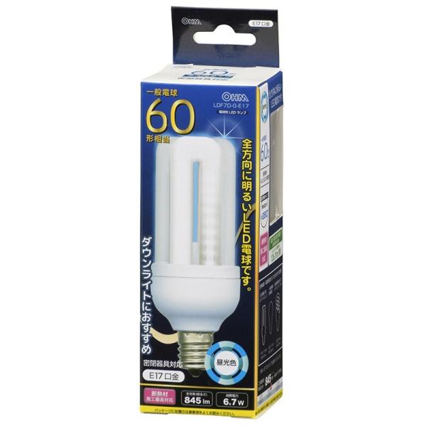 オーム電機  ケース販売特価 12個セット  LED電球 D形 E17 60形相当 昼光色 [品番]...