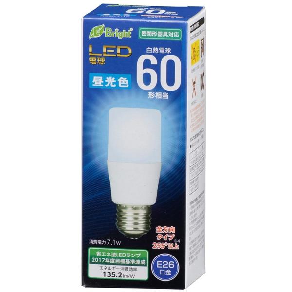 オーム電機  ケース販売特価 6個セット  LED電球 T形 E26 60形相当 昼光色 [品番]0...