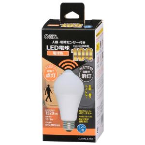 オーム電機　LDA14L-G R51　LED電球 E26 100形相当 人感明暗センサー付 電球色 [品番]06-4467