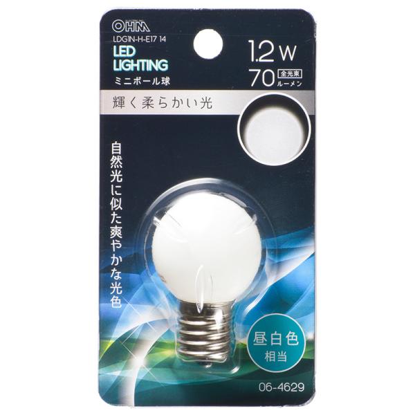 オーム電機  LEDミニボール球装飾用 G30/E17/1.2W/70lm/昼白色 [品番]06-4...