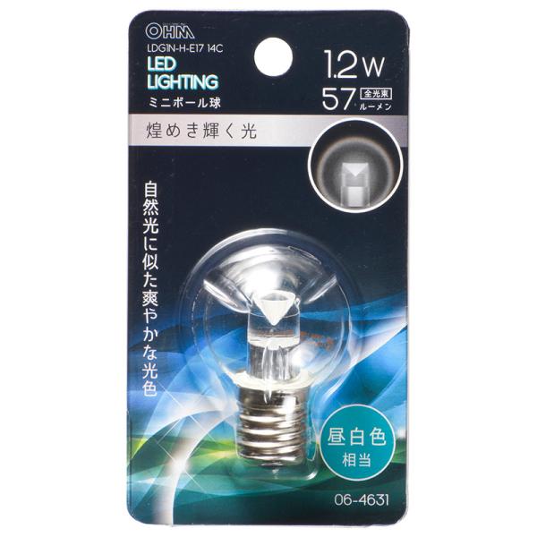 オーム電機  LEDミニボール球装飾用 G30/E17/1.2W/57lm/クリア昼白色 [品番]0...