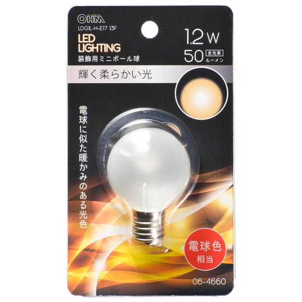 オーム電機  LEDミニボール球装飾用 G40/E17/1.2W/50lm/フロスト電球色 [品番]...