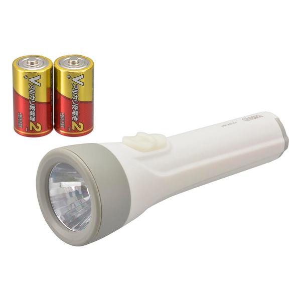 LED懐中ライト 単2形乾電池×2本付き 110ルーメン [品番]08-0923