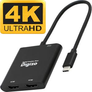 USB Type-C to HDMI×2出力 分配器 4K60p PD100W Windows Mac タイプC 変換アダプター 分配ケーブル プリンストン PUD-PDC1H2 アウトレット メール便可｜e-device