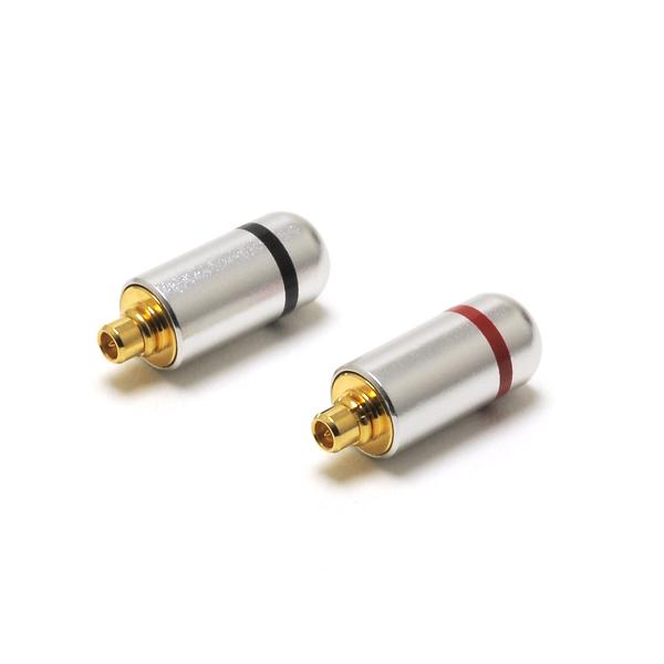 オヤイデ電気 MMCX用メタルシェル・コネクター ver2 赤/黒ペア (ブラストカバー仕様）