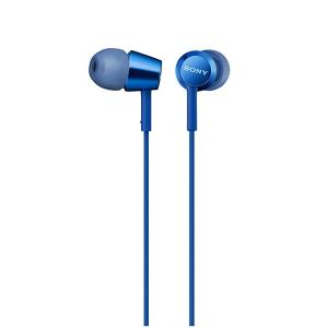 スマートフォン用 リモコン マイク付き 有線 イヤホン SONY ソニー MDR-EX155AP LI ブルー｜e-earphone