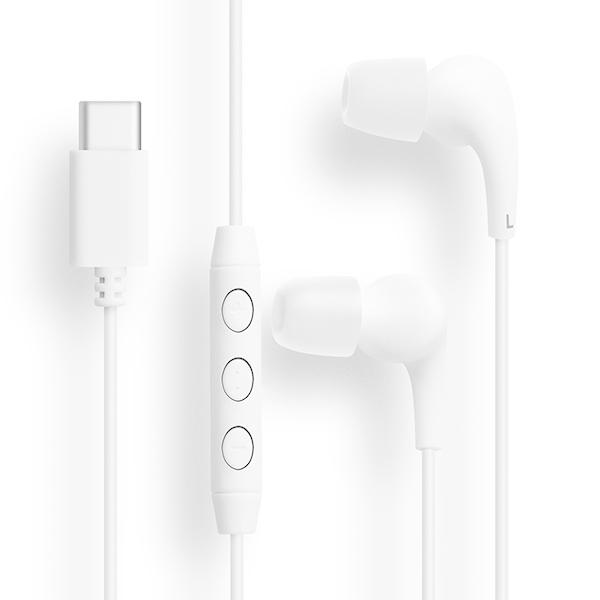FSC Type-C接続イヤホン 低反発イヤーピース付 ホワイト (FS-CMESLB01-WH) ...