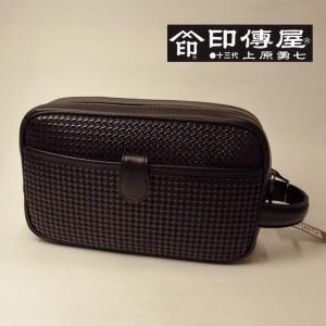 印伝セカンドバッグ 印伝バッグ 印傳屋 メンズファッション 印伝屋 鹿革 千鳥格子柄 漆塗り 手作り 印伝隼人