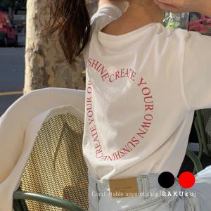 ロゴハートTシャツ バックロゴ T リボン プルオーバー ロゴ プリント カレッジ カジュアル 無地 半袖 トップス レディース 春夏 ゆったり 韓国 【ネコポス】｜e-edison2