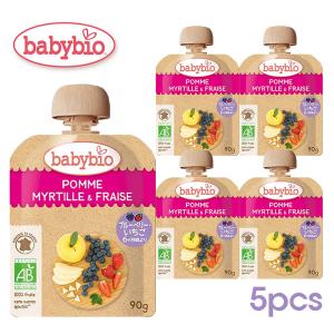 babybio ベビービオ 有機ベビースムージー90g 【ブルーベリー・イチゴ 5個セット】【ミトク】 6ヶ月頃 オーガニック おやつ 離乳食 ベビーフード ベビーフルーツ｜e-edison2