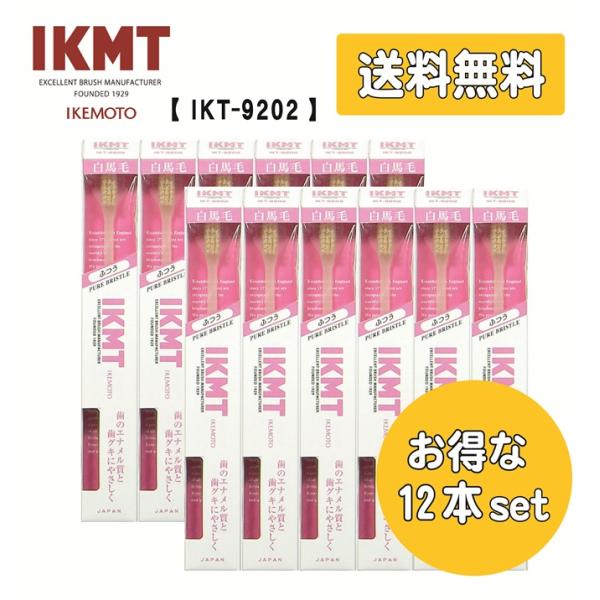 お得な12本セット 《 IKT9202 》 送料無料 IKMT 白馬毛 歯ブラシ 超コンパクト ふつ...