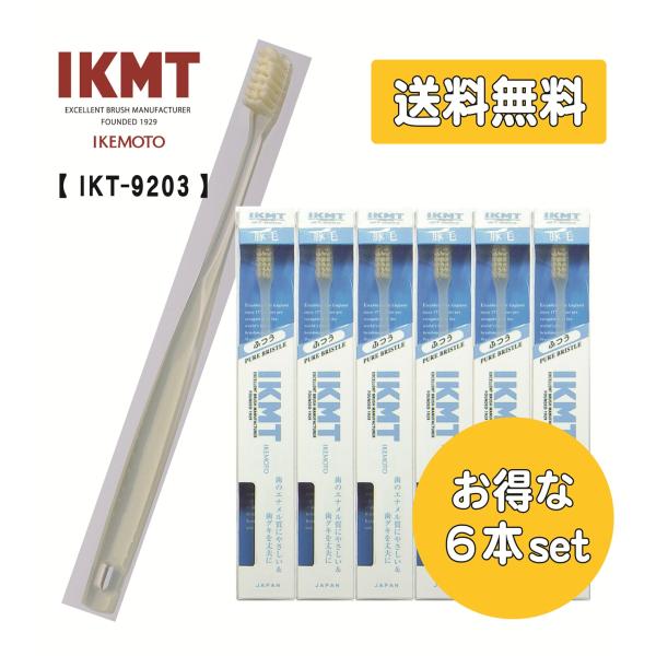 【送料無料】 豚毛歯ブラシ IKMT 超コンパクト ふつう IKT-9203×6本セット イケモト ...