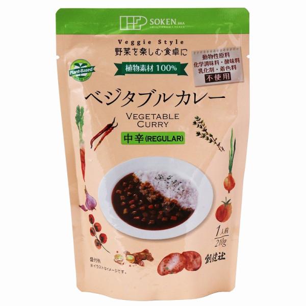 創健社 ベジタブルカレー（中辛）レトルト 210g 国内産野菜使用 植物素材のみ